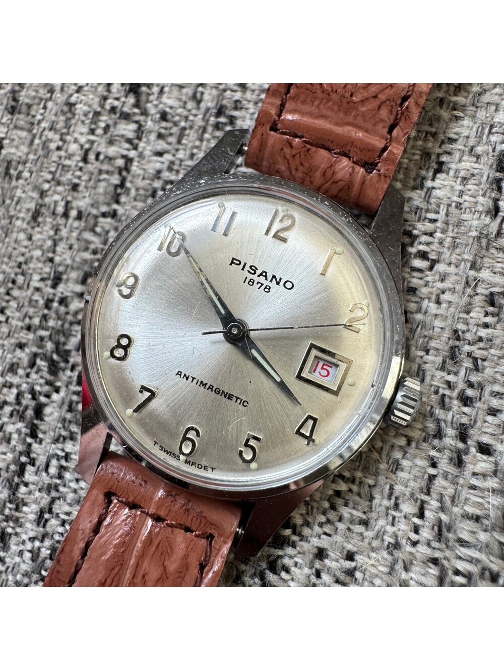 Vintage Pisano 1878 Antimagnetic Swiss Made Manual Wind Watch Stainless Steel